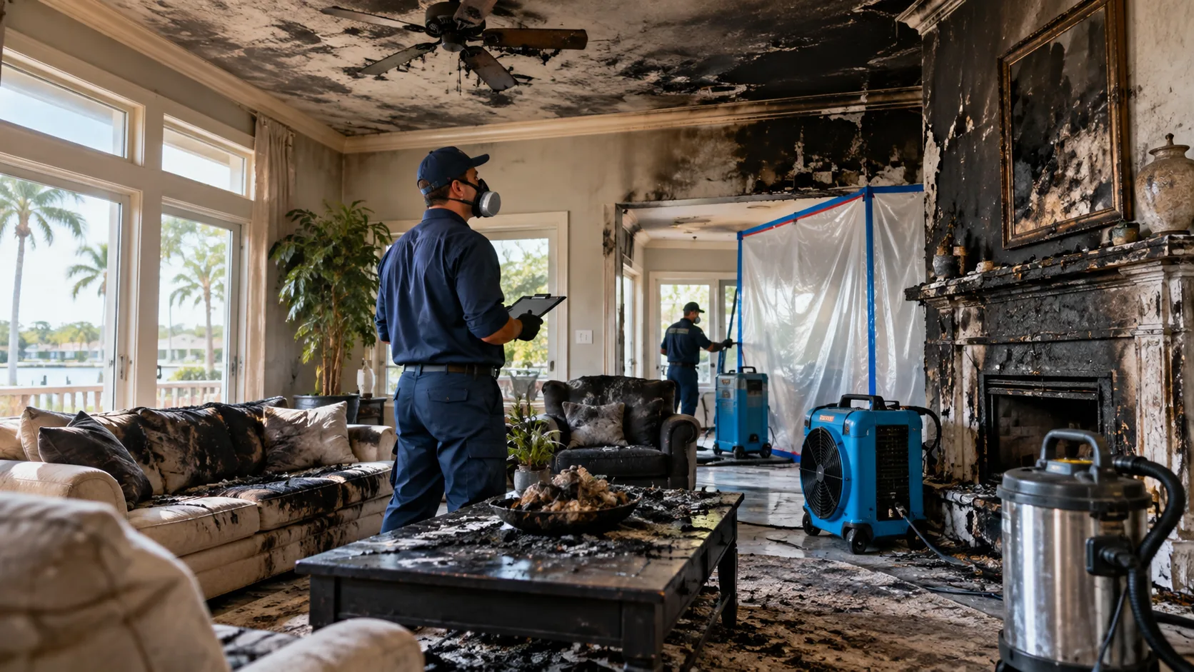 Fire and smoke damage cleanup equipment