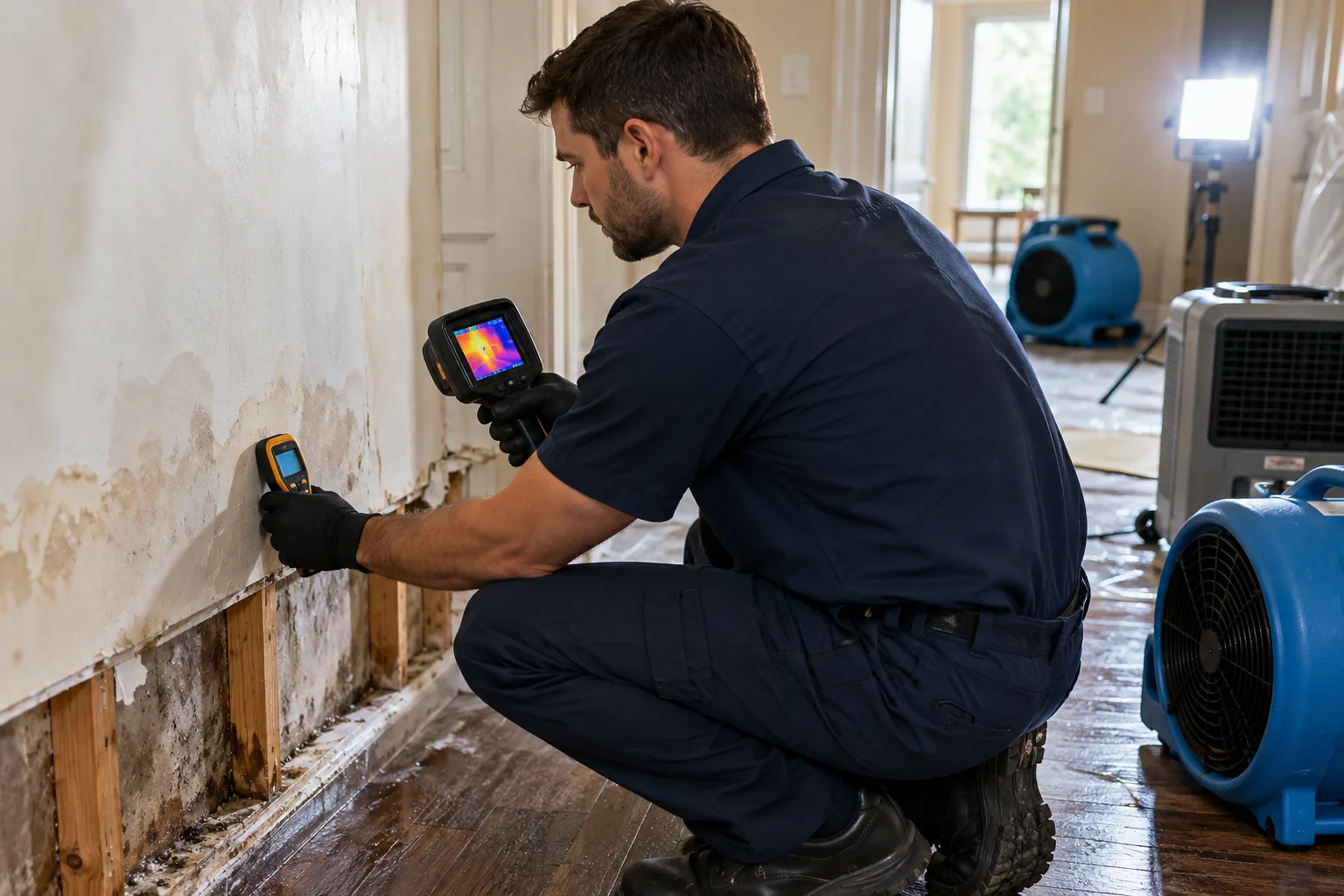 Moisture inspection during water damage restoration